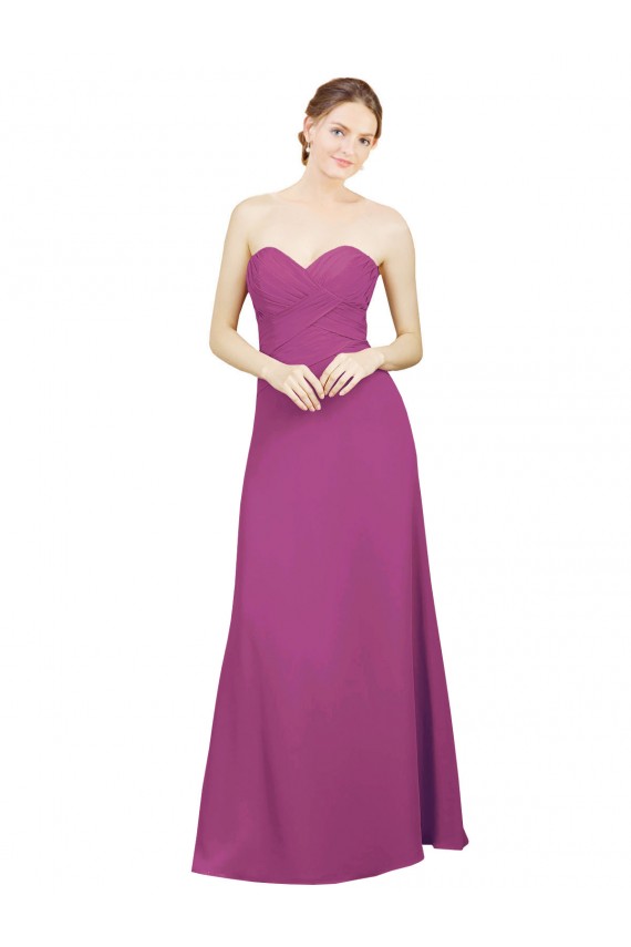 Sweetheart Soft Chiffon Sleeveless Open Back Wild Berry Bridesmaid Dress Edinburgh