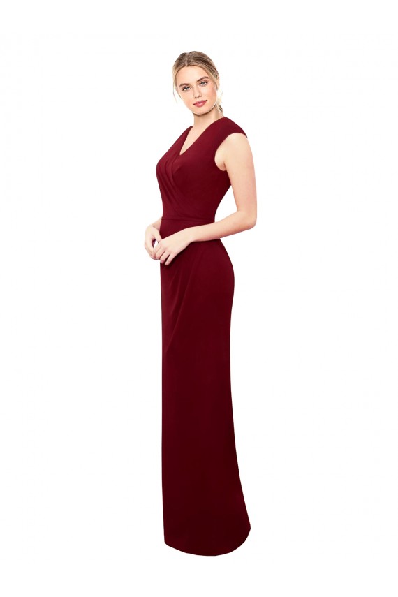 V-Neck Soft Chiffon Sleeveless Keyhole Back Burgundy Prom Dress / Bridesmaid Dress Edinburgh