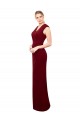 V-Neck Soft Chiffon Sleeveless Keyhole Back Burgundy Prom Dress / Bridesmaid Dress Edinburgh