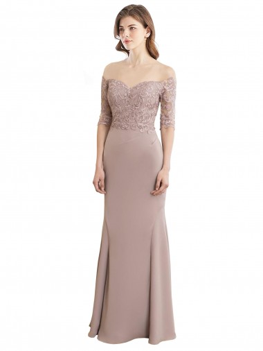 Sweetheart Soft Chiffon & Lace Half Sleeves Keyhole Back Bridesmaid Dress Edinburgh