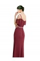 Spaghetti Straps Soft Chiffon Cold Shoulder Low Back Burgundy Bridesmaid Dress Edinburgh