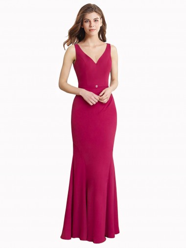 V-Neck Soft Chiffon Sleeveless V-Back Red Prom Dress / Bridesmaid Dress Edinburgh
