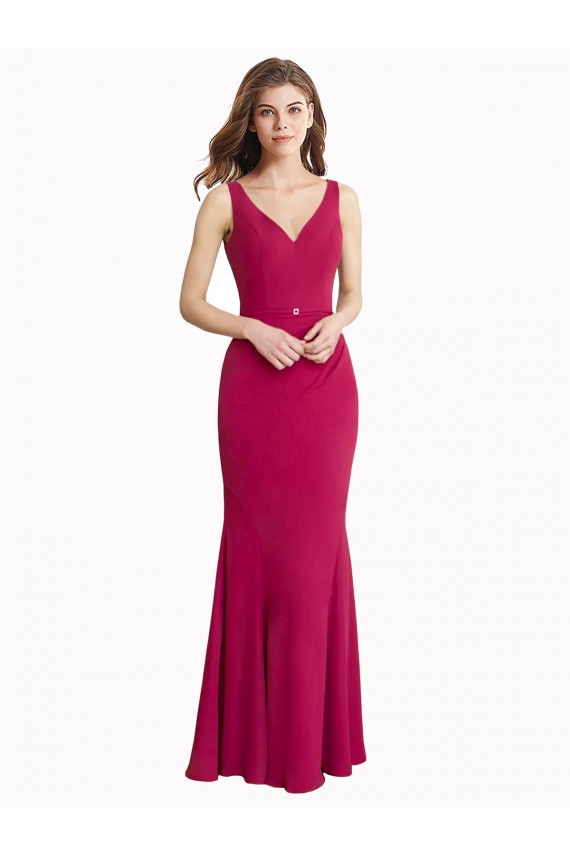 V-Neck Soft Chiffon Sleeveless V-Back Red Prom Dress / Bridesmaid Dress Edinburgh
