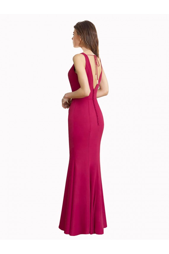 V-Neck Soft Chiffon Sleeveless V-Back Red Prom Dress / Bridesmaid Dress Edinburgh