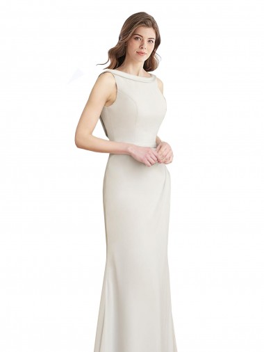 Boat Neck Soft Chiffon & Satin Sleeveless V-Back Bridesmaid Dress Edinburgh