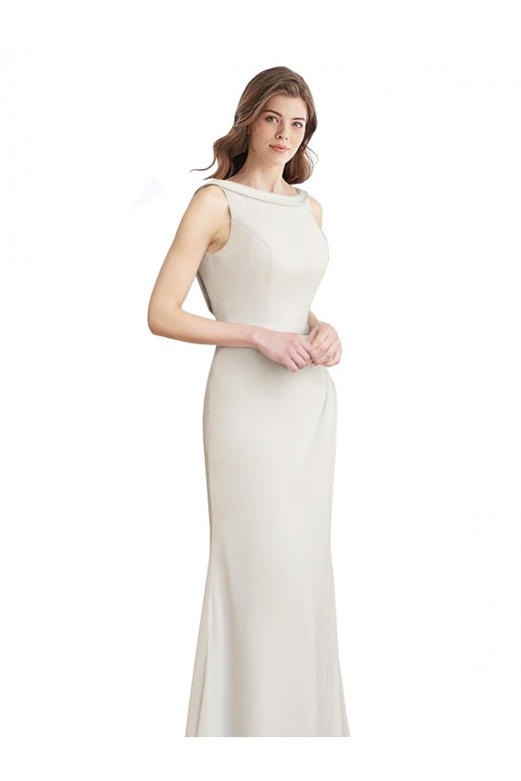 Boat Neck Soft Chiffon & Satin Sleeveless V-Back Bridesmaid Dress Edinburgh