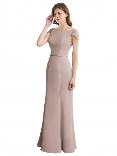 Scoop Neck Soft Chiffon & Lace Cap Sleeves Formal Dress / Bridesmaid Dress Edinburgh