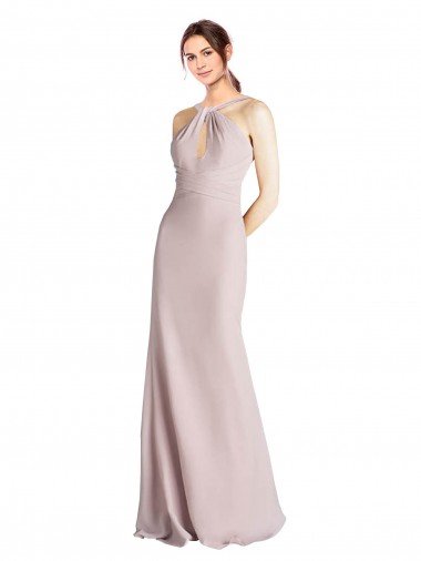 Halter Neck Soft Chiffon Sleeveless Long Bridesmaid Dress Edinburgh