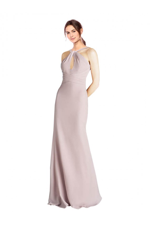 Halter Neck Soft Chiffon Sleeveless Long Bridesmaid Dress Edinburgh
