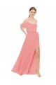 Off the Shoulder Soft Chiffon Sleeveless Watermelon Bridesmaid Dress Edinburgh