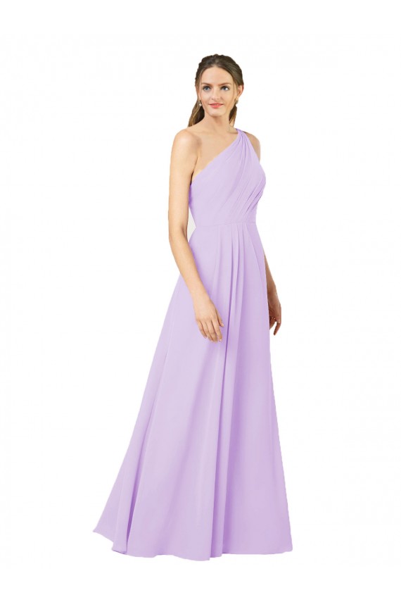 One Shoulder Soft Chiffon Sleeveless Lilac Formal Evening Gown / Bridesmaid Dress Edinburgh