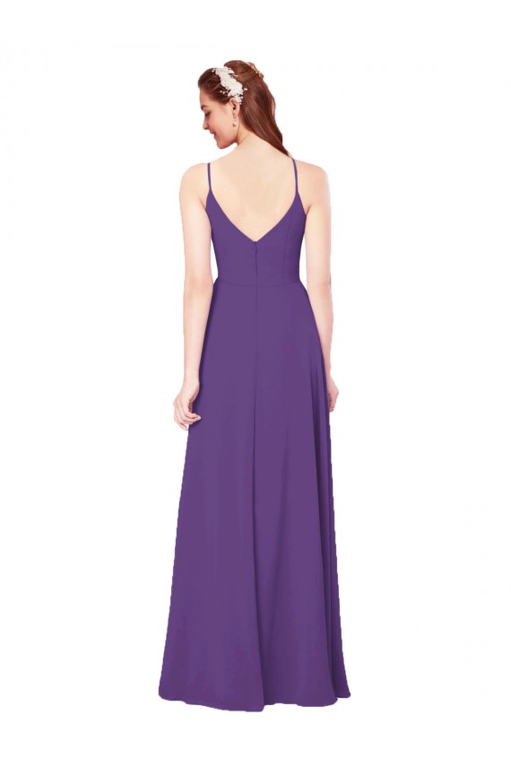 High Neck Soft Chiffon Sleeveless Plum Purple Bridesmaid Dress Edinburgh