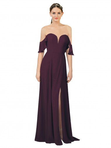 Sweetheart Soft Chiffon Cold Shoulder Grape Formal Dress / Bridesmaid Dress Edinburgh