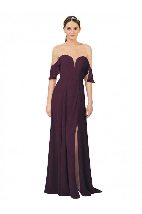 Sweetheart Soft Chiffon Cold Shoulder Grape Formal Dress / Bridesmaid Dress Edinburgh