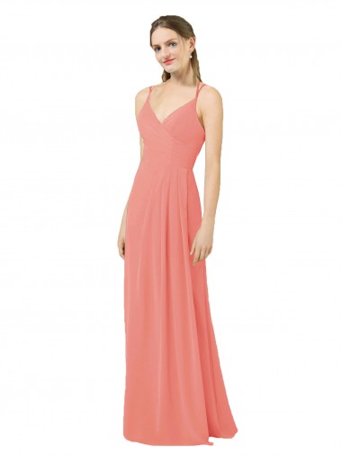 V-Neck Soft Chiffon Sleeveless Keyhole Back Desert Rose Bridesmaid Dress Edinburgh