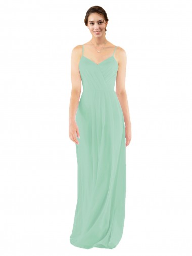 V-Neck Soft Chiffon Sleeveless Keyhole Back Mint Green Bridesmaid Dress Edinburgh