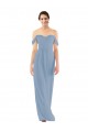 Off the Shoulder Soft Chiffon Sleeveless Dusty Blue Bridesmaid Dress Edinburgh