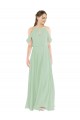 Off the Shoulder Soft Chiffon Sleeveless Long Sage Bridesmaid Dress Edinburgh