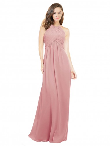 Halter Neck Soft Chiffon Sleeveless Keyhole Back Bliss Pink Bridesmaid Dress Edinburgh