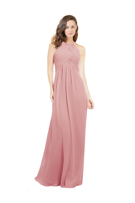 Halter Neck Soft Chiffon Sleeveless Keyhole Back Bliss Pink Bridesmaid Dress Edinburgh