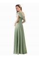 One Shoulder Soft Chiffon Flutter Sleeves Smoke Green Bridesmaid Dress Edinburgh