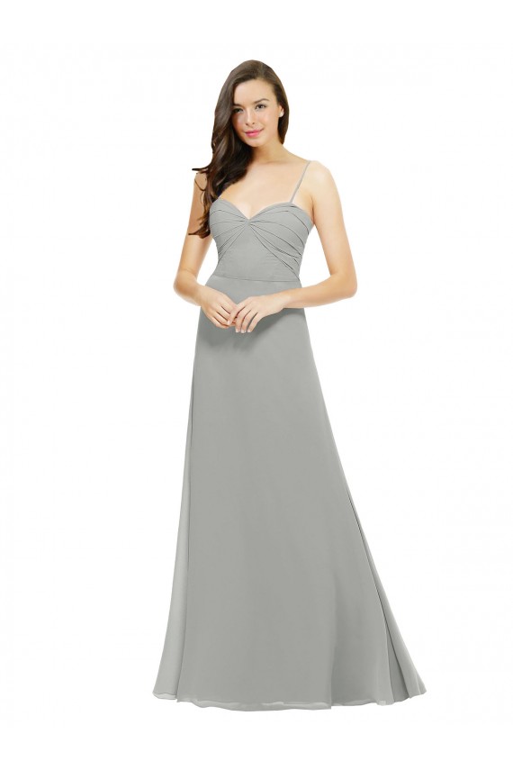 Spaghetti Straps Chiffon Sleeveless Silver Bridesmaid Dress Edinburgh
