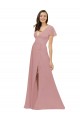 V-Neck Chiffon Flutter Sleeves V-Back Dusty Pink Bridesmaid Dress / Evening Dress Edinburgh