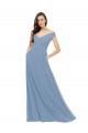 Off the Shoulder Chiffon Sleeveless Dusty Blue Bridesmaid Dress / Evening Gowns Edinburgh