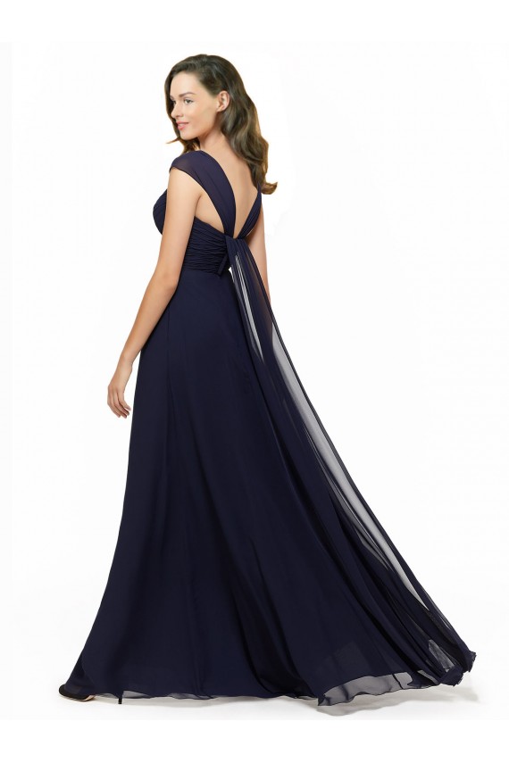 Sweetheart Chiffon Sleeveless Dark Navy Bridesmaid Gowns Edinburgh
