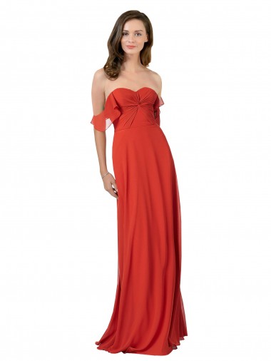 Sweetheart Soft Chiffon Sleeveless V-Back Red Bridesmaid Dress Edinburgh