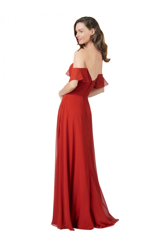 Sweetheart Soft Chiffon Sleeveless V-Back Red Bridesmaid Dress Edinburgh