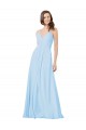 Spaghetti Straps Chiffon Sleeveless Keyhole Back Light Sky Blue Formal Dress / Bridesmaid Dress Edinburgh