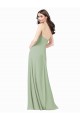 Spaghetti Straps Soft Chiffon Sleeveless Smoke Green Bridesmaid Dress Edinburgh