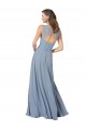 Spaghetti Straps Soft Chiffon Sleeveless Keyhole Back Dusty Blue Formal Dress / Bridesmaid Dress Edinburgh
