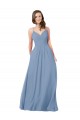 V-Neck Chiffon Sleeveless Criss Cross Back Dusty Blue Bridesmaid Dress / Evening Dress Edinburgh