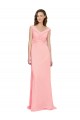 V-Neck Soft Chiffon Sleeveless Salmon Bridesmaid Dress Edinburgh