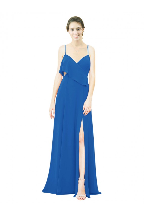 Spaghetti Straps Soft Chiffon Sleeveless Royalty Bridesmaid Dress Edinburgh