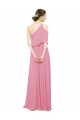 One Shoulder Soft Chiffon Sleeveless Skin Pink Bridal Party Dress Edinburgh