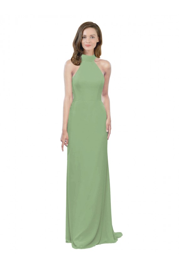 Halter Neck Soft Chiffon Sleeveless Seagrass Formal Dress / Bridesmaid Dress Edinburgh