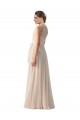 Bateau Neck Soft Chiffon Sleeveless Cream Pink Bridesmaid Dress Edinburgh