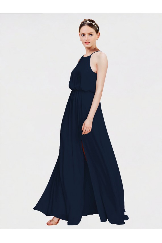 Halter Neck Chiffon Sleeveless Dark Navy Formal Dress / Bridesmaid Dress Edinburgh