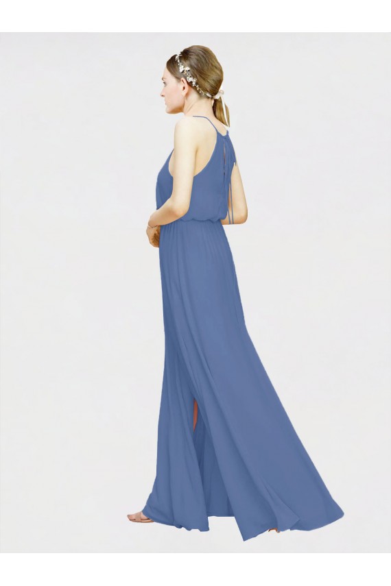 Halter Neck Chiffon Sleeveless Dark Navy Formal Dress / Bridesmaid Dress Edinburgh