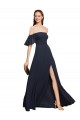 Off the Shoulder Soft Chiffon Sleeveless Dark Navy Prom Dress / Bridesmaid Dress Edinburgh
