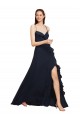 Spaghetti Straps Soft Chiffon Sleeveless Criss Cross Open Back Dark Navy Bridesmaid Dresses Edinburgh