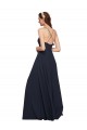 Spaghetti Straps Soft Chiffon Sleeveless Criss Cross Open Back Dark Navy Bridesmaid Dresses Edinburgh