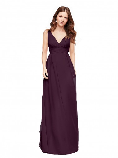 V-Neck Chiffon Sleeveless Grape Evening Gowns / Bridesmaid Dresses Edinburgh