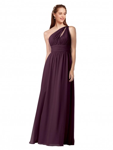 One Shoulder Chiffon Sleeveless Grape Bridesmaid Dress Edinburgh