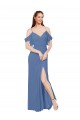 Off the Shoulder Soft Chiffon Sleeveless Windsor Blue Bridesmaid Dress Edinburgh