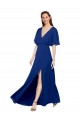 V-Neck Chiffon Flutter Sleeves Open Back Royal Blue Bridesmaid Dress / Evening Gowns Edinburgh