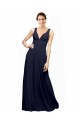 V-Neck Chiffon Sleeveless Open Back Dark Navy Wedding Guest Dress Edinburgh